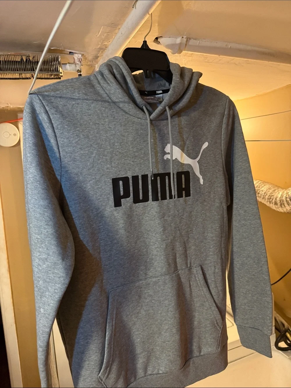 Puma Men's Gray Crewneck Hoodie with White Puma Logo
